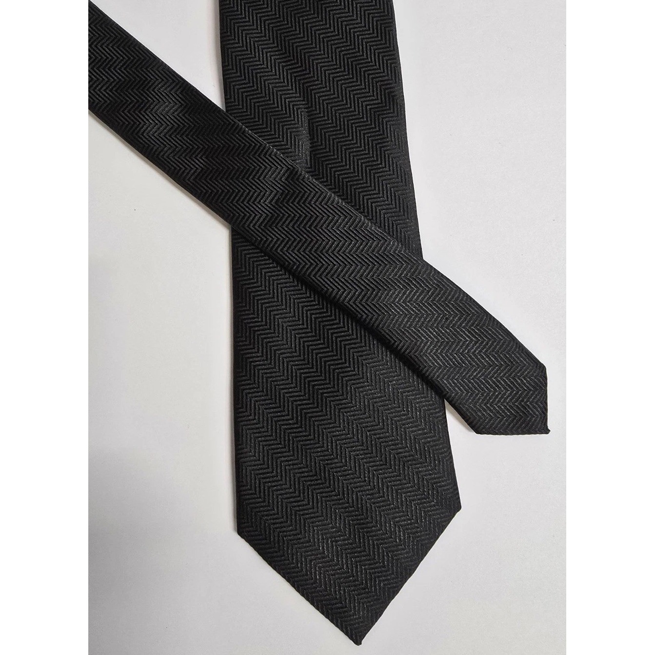 Nautica Designer Necktie Men One Size Black Chevron Silk Classic Formal Business